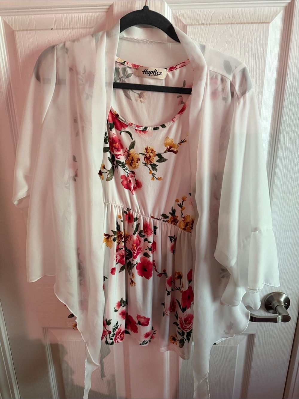 Haptics White Midi Dress with Pink and Yellow Floral Print